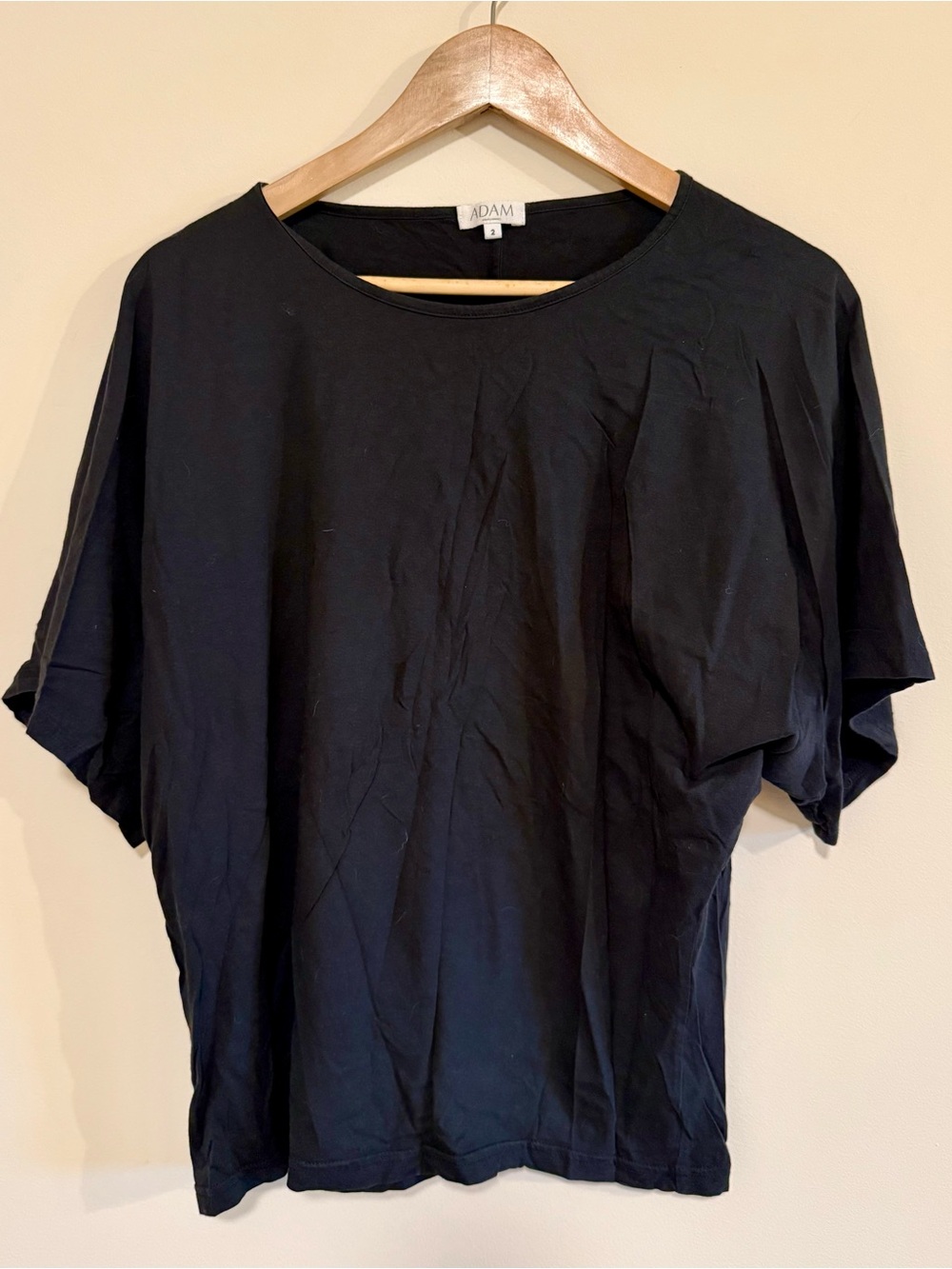 ADAM Adam Lippes Black Relaxed Short-Sleeve Tee Size 2 Medium